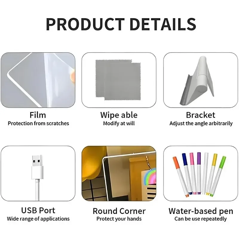 لوحة رسائل أكريليك بإضاءة ليلية LED قابلة للمسح بمنفذ USB للأطفال لوحة رسم DIY لشريط هدايا عيد الميلاد ولوحات الإعلانات #5