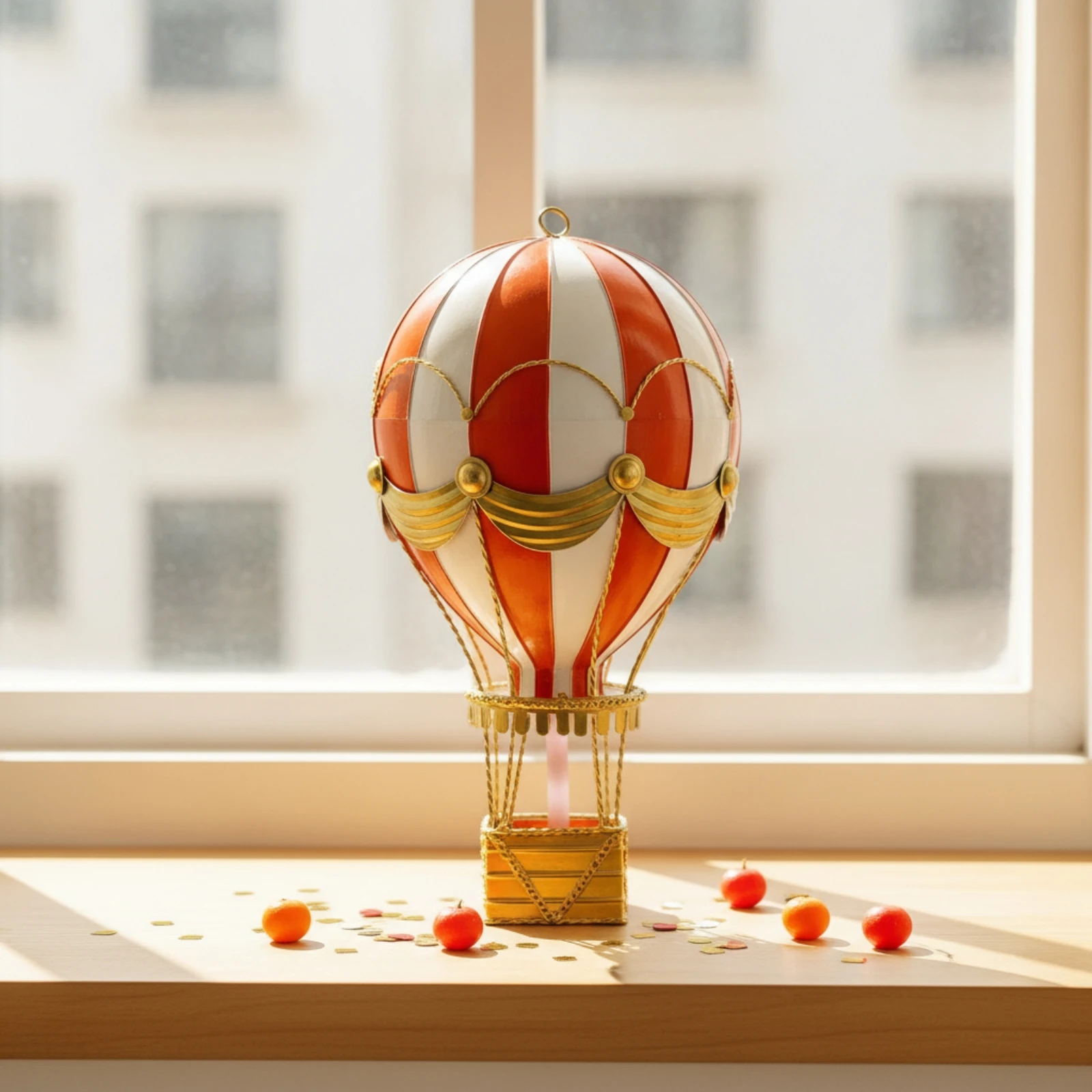 Ornamento Suspenso de Balão de Ar Quente, Balão de Ar Quente com Cesta em Estilo Vintage Artesanal para Exibições em Janelas