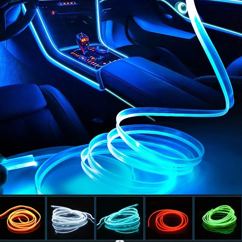 Car RGB Ambient LED Light Strip USB Fiber Optic Atmosphere Lamp Neon Interior Console Decoration Lights Colorful 1/2/3/4/5M