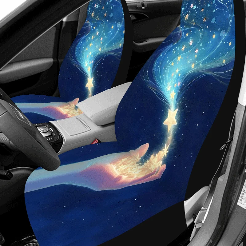 1 Set Starry Hand Fantasy Car Seat Cover Universal All-Year, 2pcs/5pcs High-Back Dreamy Car Seat Covers Full Set, Universal Fit