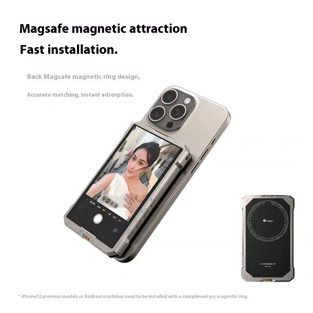 Fotorgear Ms01 teléfono magnético Selfie pantalla de teléfono cámara trasera Selfie personalizado Vlog Monitor en vivo para Iphone teléfono Android