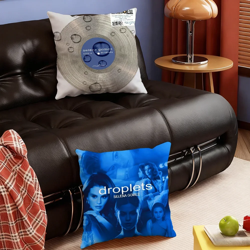 Singer S-Selena G-Gomez Droplets cushion cover Soft Smooth Pillow Case Hidden Zipper Washable Decorative Couch Office Gift