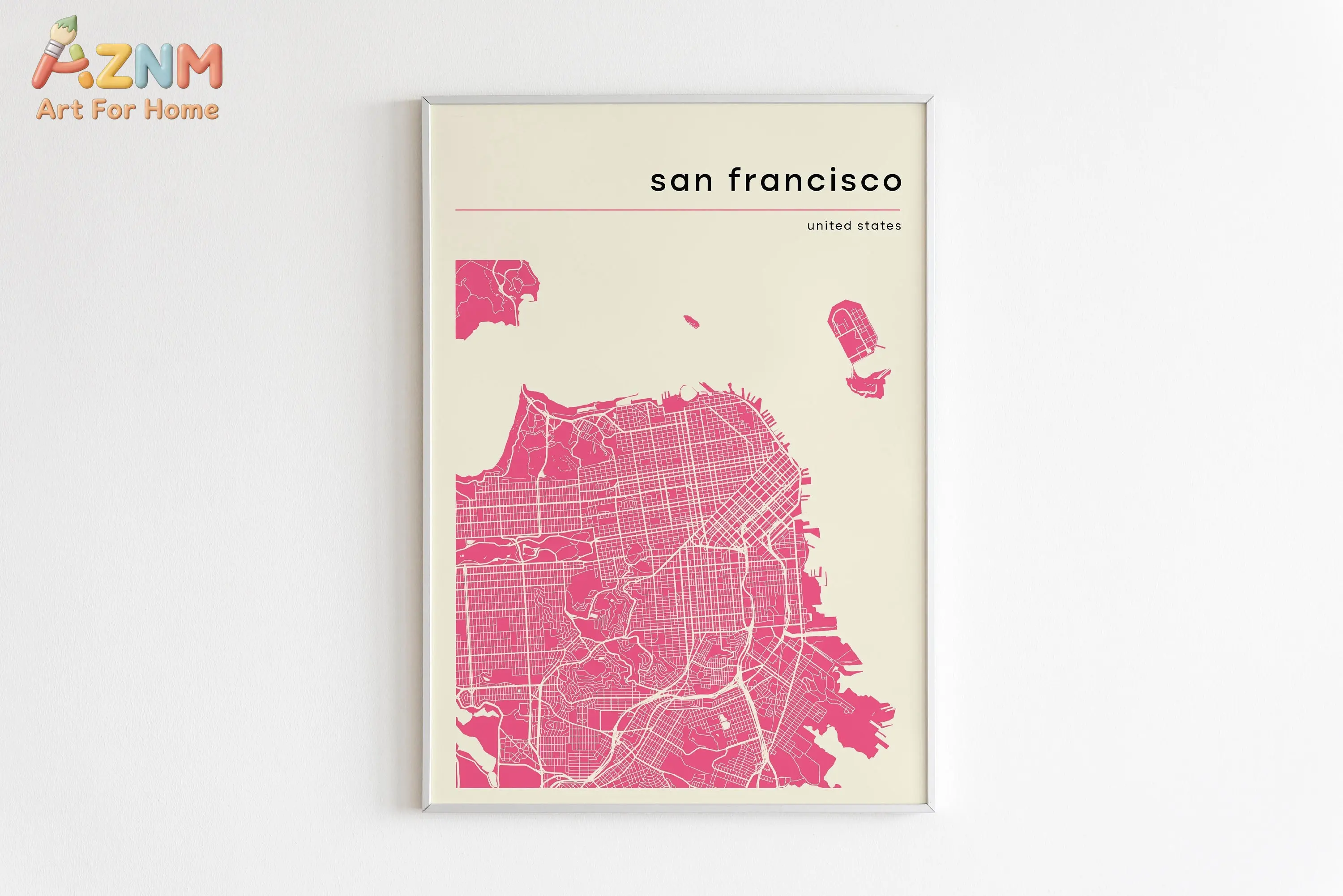 City Maps Posters and Prints Pink White Bangkok Hamburg Chicago San Francisco Tokyo Canvas Painting Dorm Office Home Decor