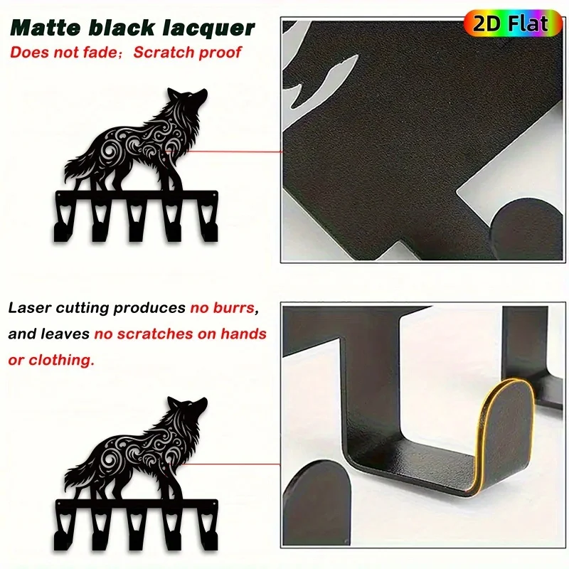 CIFBUY Wolf Metal Wall Art Key Holder Waterproof Durable Iron Craft Decor For Entryway Hallway Bedroom Home Interior Gift