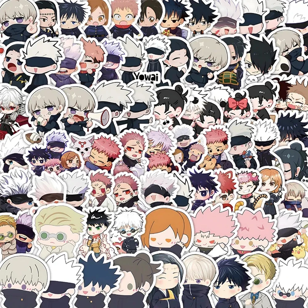 10/30/60PCS Cute Jujutsu Kaisen Cartoon Stickers Anime Itadori Yuji Satoru Gojo Decal Laptop Notebook Car Kawaii Sticker for Kid