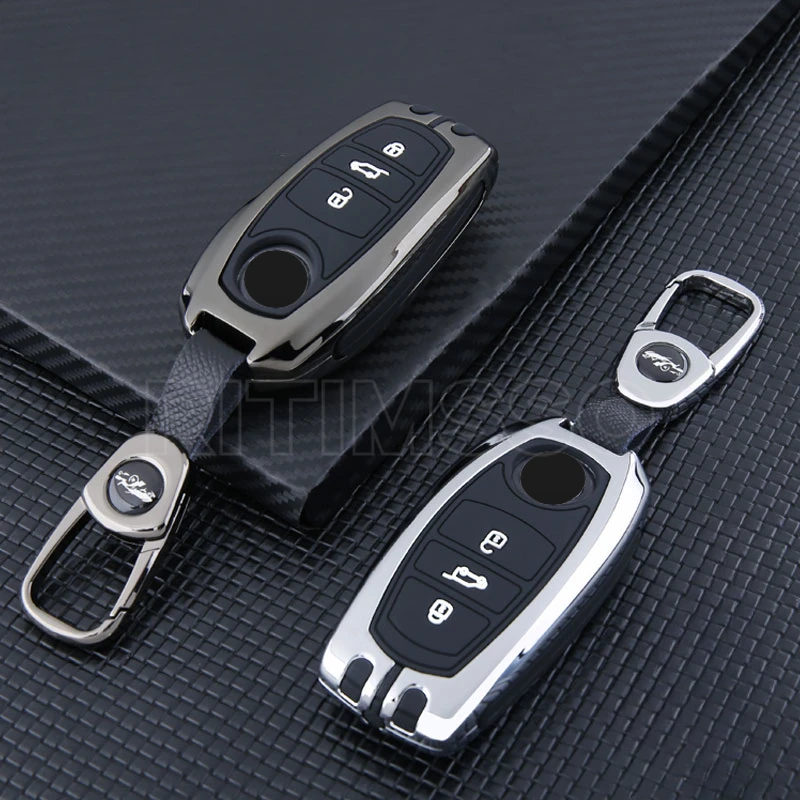 Alloy Car Key Cover Case Shell Fob Holder Keychain For VW Volkswagen Touareg 2017 2018 2019 2020 2021 Protector Accessories