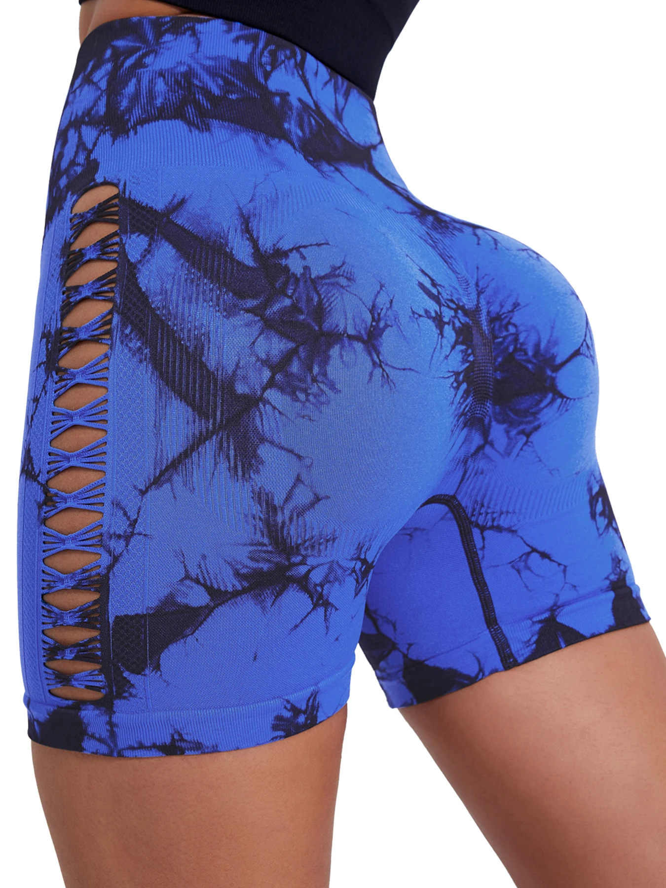 Tie-Dye Yoga hollow out Shorts For Women High Waist Gym Shorts Push Up Sports Shorts Running Workout Fitness Sports Leggings
