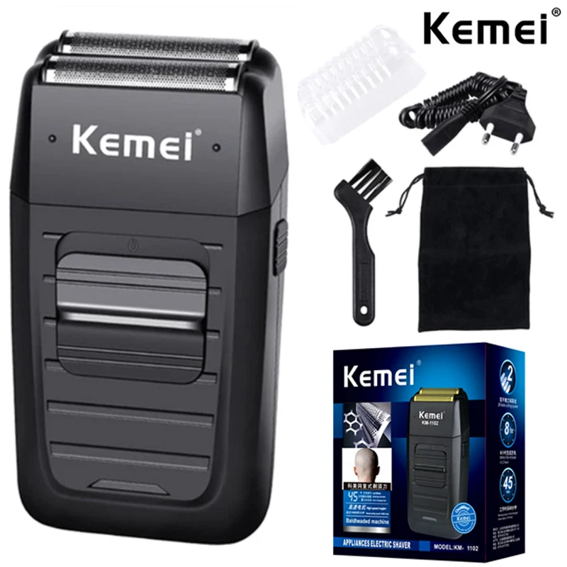 Kemei Reciprocating Electric Shaver For Men Waterproof Cordless Razor USB Rechargeable Shaving Machine Barber Trimmer KM-1102