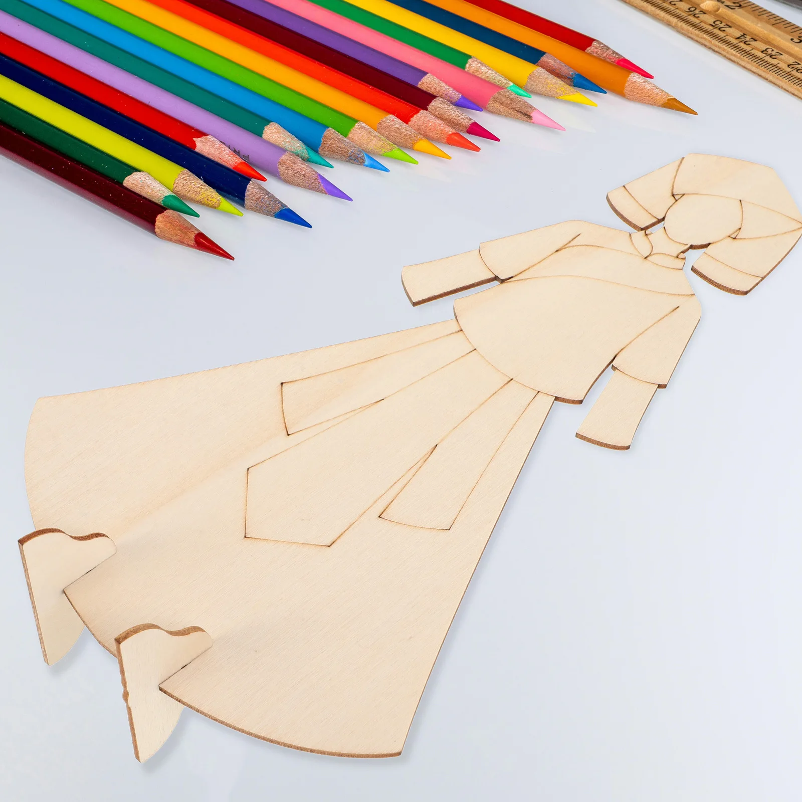 

6pcs Wooden Craft Unfinished Wood Cutouts Chinese Costume Slices Smooth Blank Painting Base Creative Handicraft Graffiti Wood