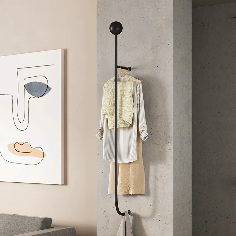 Nordic Iron Art Coat Rack Wall Mounted Entryway Clothes Hanging Modern Bedroom Clothes Rack Simple