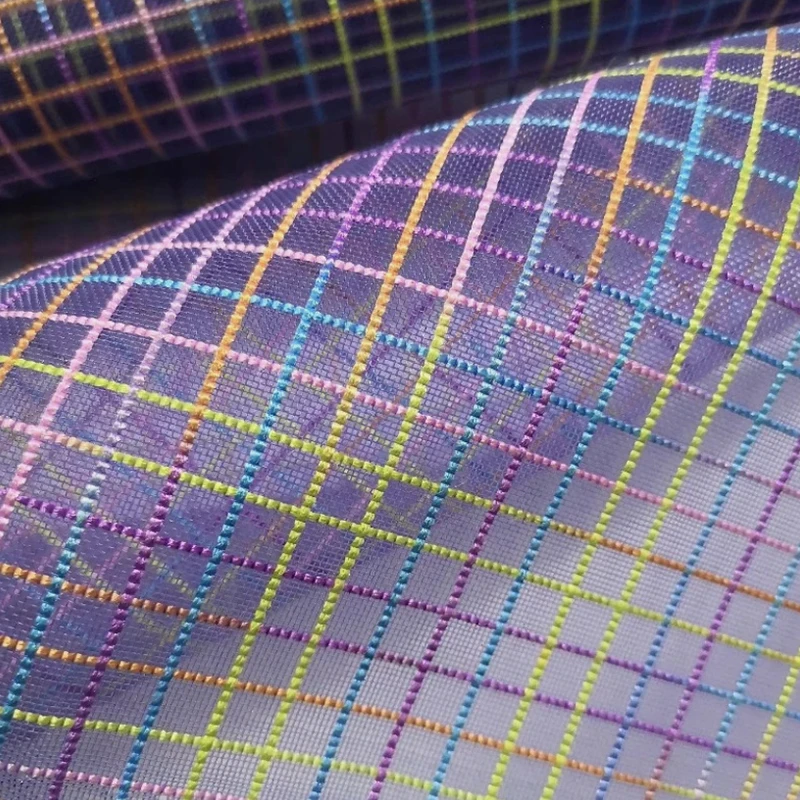 

1 Yard Thicken 40 Micron Hole Plaid Mesh Fabric Waterproof Purple Nylon Plaid Net Fabric Fabric DIY Sewing Bag Apparel