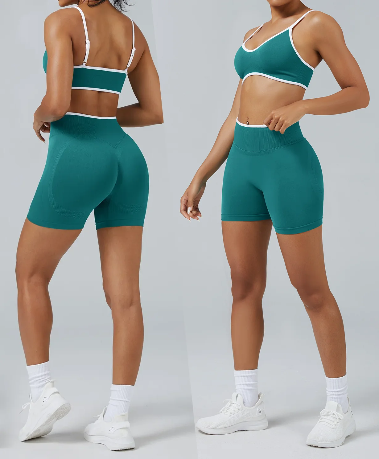 

2025 New Women's Yoga Set-High-Waist Butt-Lifting Slim Sportswear with Backless Bra & Sports Shorts, Ideal for Yoga & Gym Train