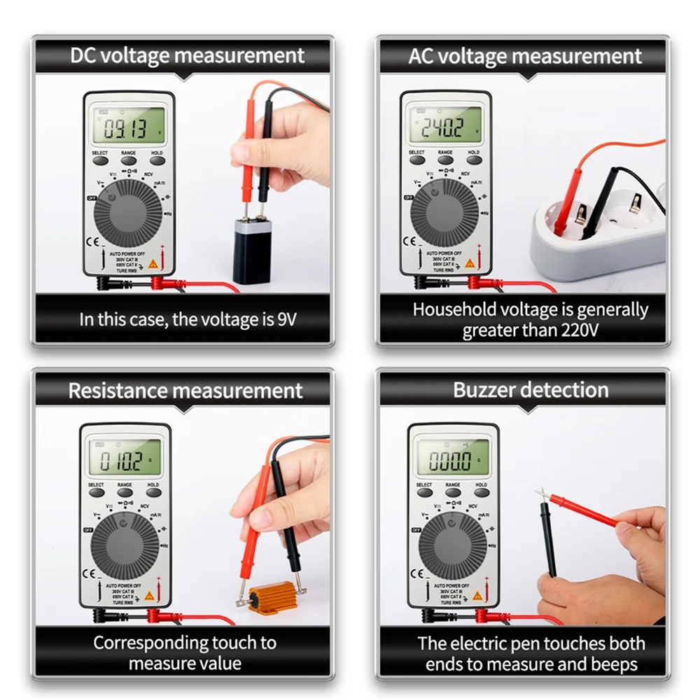 ANENG AN101 Mini Digital Multimeter1999 T-RMS AC/DC NCV Capacitance Ammeter Voltmeter Tester multimetro digital profesional test