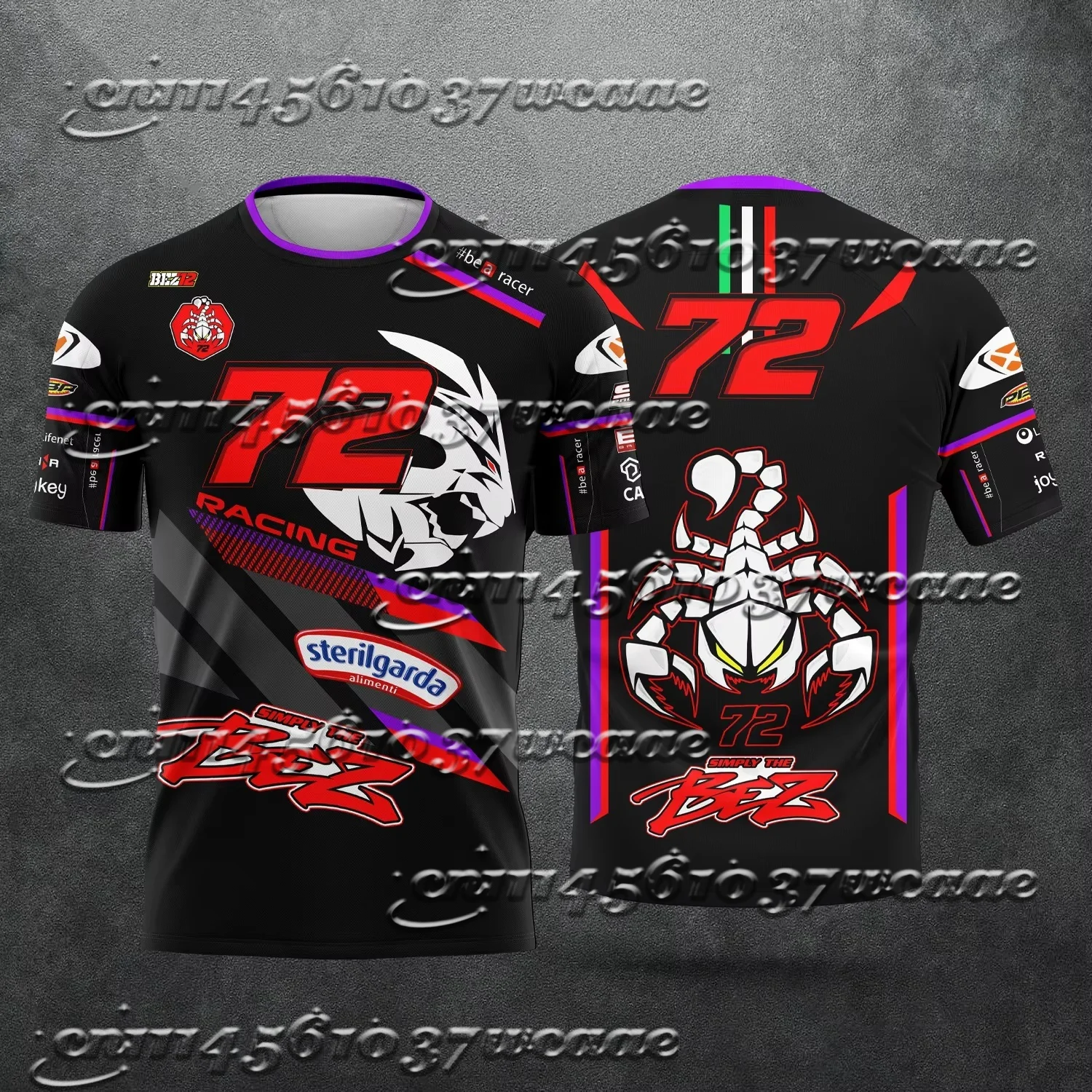 2026 New Model No. 72 Rider Marco Bezzecchi Terminator Fun T-Shirt Motorcycle Racing Enthusiast Short Sleeve Family Matching