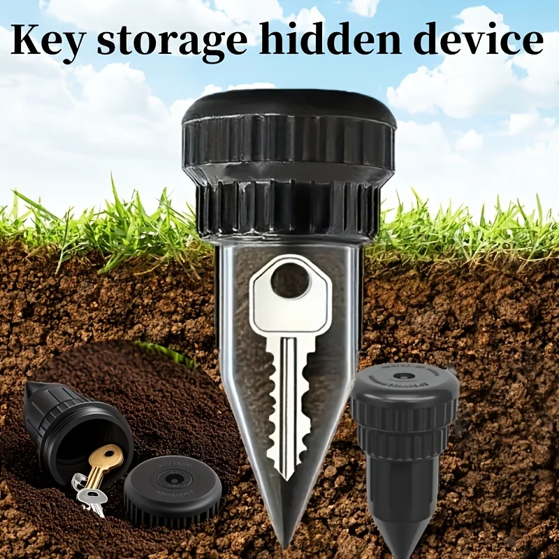 2Pcs Sprinkler Key Storage Set 1 Conical Tube + 1 Cover Realistic Hidden Key Container Waterproof Design Yard Lawn Garden Outdoo