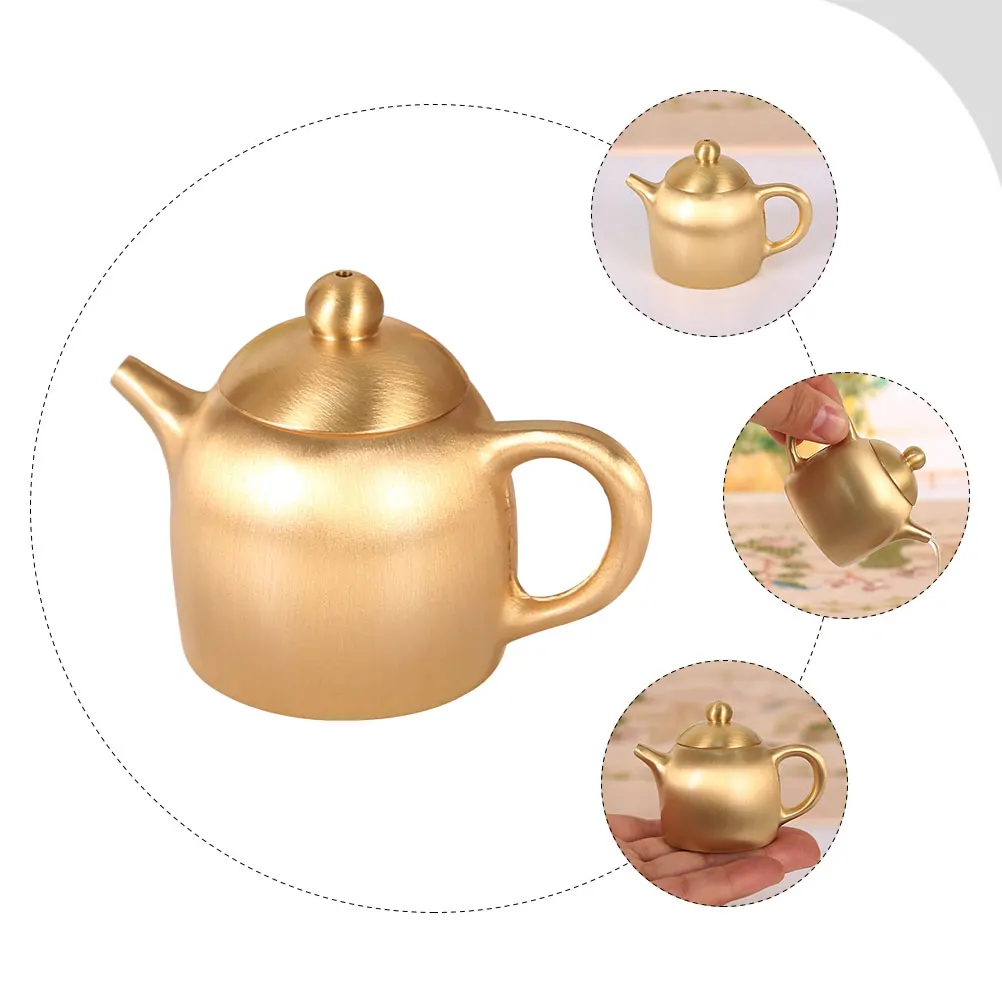

Brass Mini Teapot Ornament Chinese Style Desktop Decor Metal Creative Home Decoration Fine Craftsmanship Table Ornament