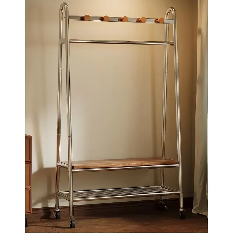 Floor-to-ceiling medieval style stainless steel hanger, removable anti-dump design, space-saving entrance passage, sturdy