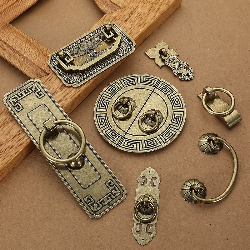 Vintage Chinese Cabinet Pulls, Antique Bronze Zinc Alloy Handles for Drawer Wardrobe Shoe Cabinet Door