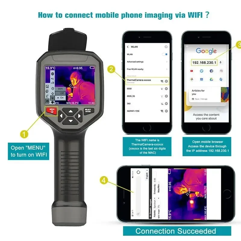 Portable Digital Handheld HT-H8 384 * 288 Thermal Imager Infrared  Imaging Camera