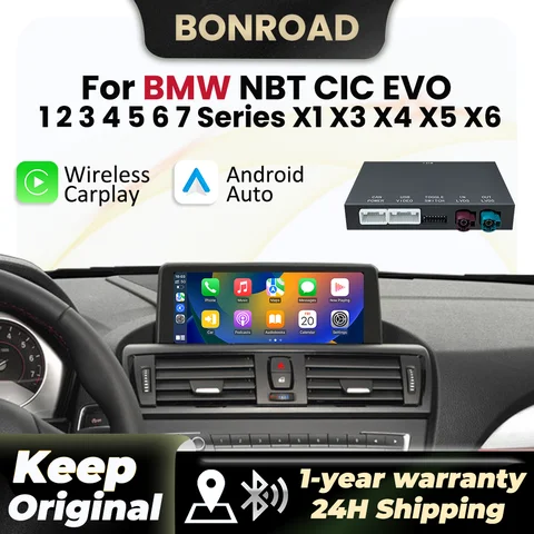 BONROAD Wireless CarPlay Android Auto For BMW NBT CIC EVO System 1 2 3 4 5 7 Series X1 X3 X4 X5 F20 F21 F30 F31 F10 F48 F25 E84