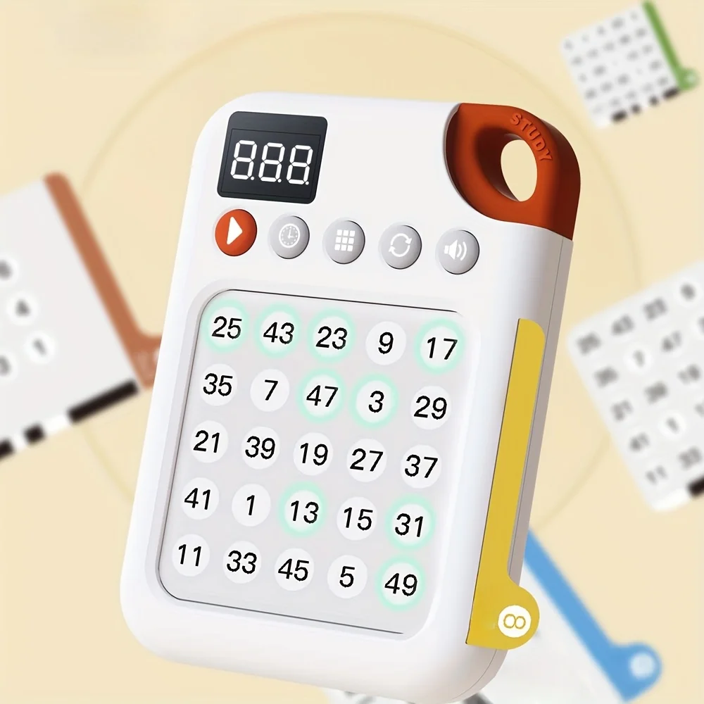 Interaktives Schulte-Gitter-Lernspielzeug für Kinder, Aufmerksamkeitstraining, Fokusverbesserungsmaschine mit sequentiellem Speicher, reagiert