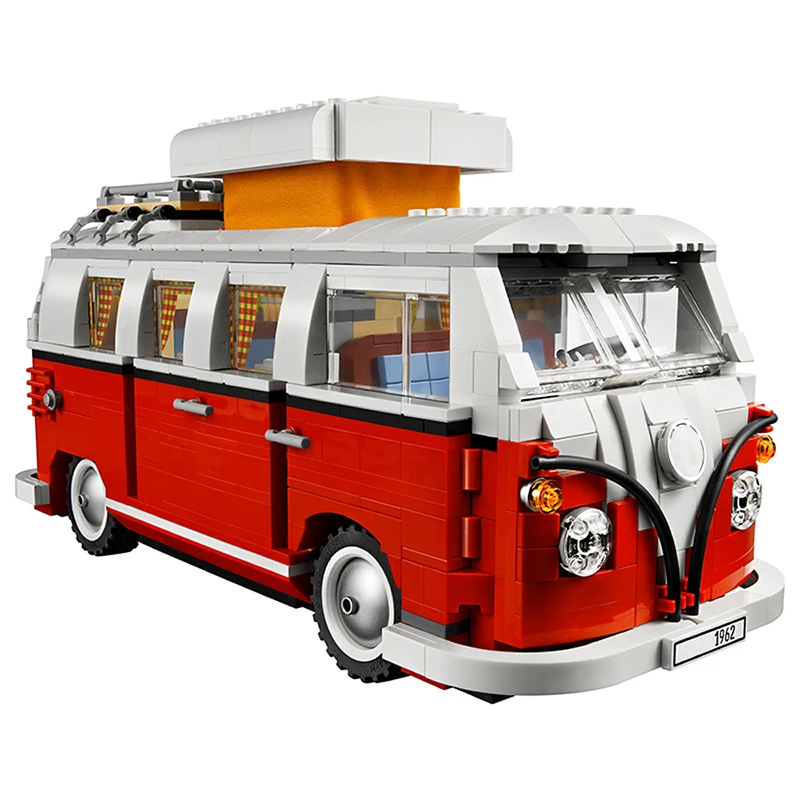 1332PCS Technical T1 Camper Van Bus Car Model Building Blocks Fit MOC 10220 Set Vehicle Assemble Bricks Toys For Boys Girl Gifts