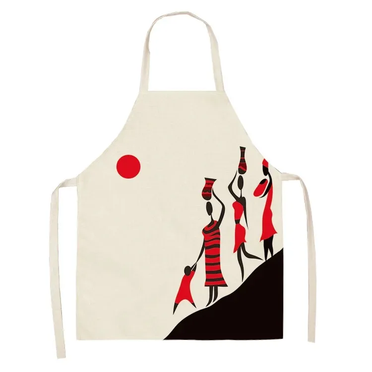 

Vintage Africa Tribal Woman Printed Apron Sleeveless Linen Kitchen Cooking Pinafore Home Cleaning Baking Chef Waitress Workwear
