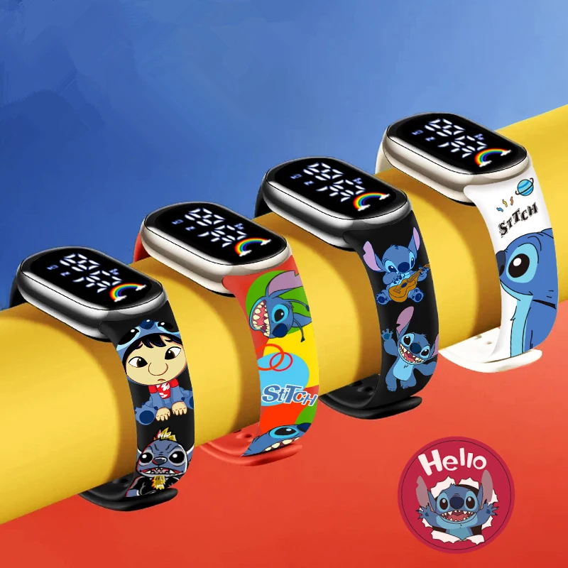 Miniso Disney Cartoon Stitch Children Watches Girls Fashion Bracelet LED Women Watch Kids Electronic Digital Waterproof Clock