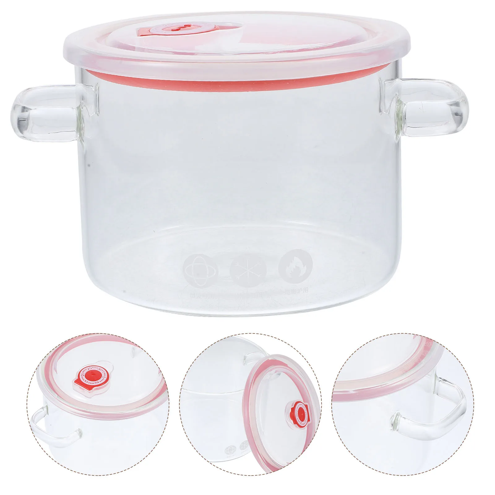

Cooking Pot Clear Saucepan Glass with Handle Simmer Transparent Stockpot Simmering