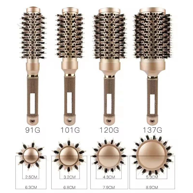 4 Sizes Professional Salon Round Hair Comb Hairdress Brush Barrel Comb Hair Rolling Thermal Aluminum Tube Barrel Hair Curly Tool