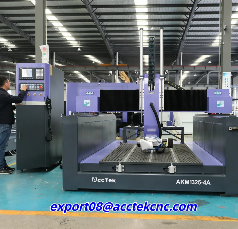 High Speed 4 Axis Furniture Wood Working cnc Router With CE Furniture Machinery Woodworking AKM1325-4A Recessed Worktable Design