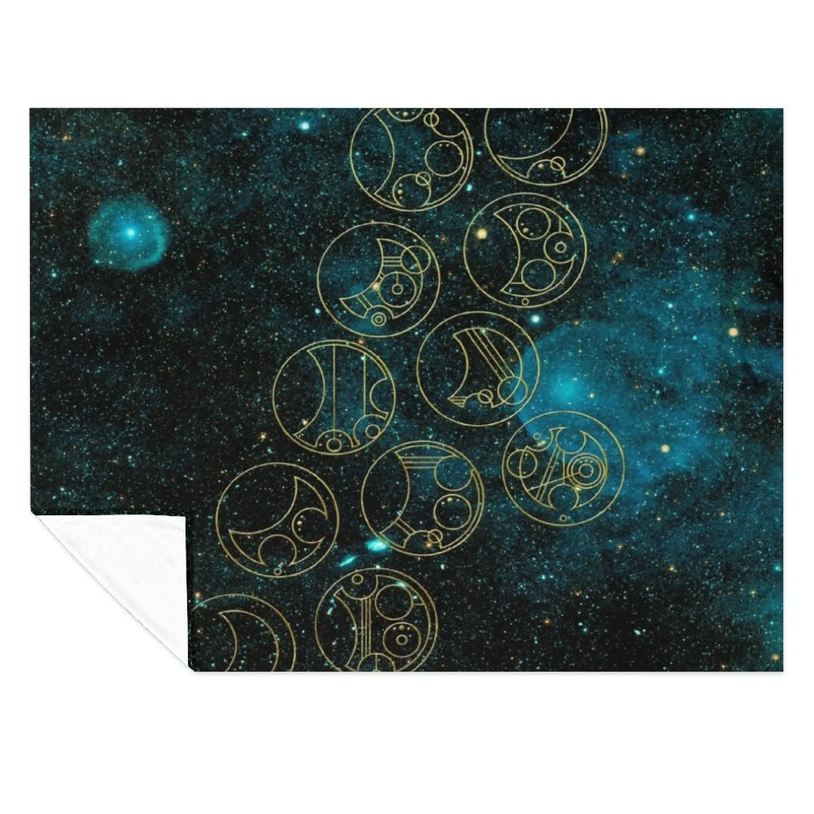 

Time Lord Words in Gold on Teal Stellar Background Throw Blanket blankets and throws Personalized Gift sofa bed Blankets
