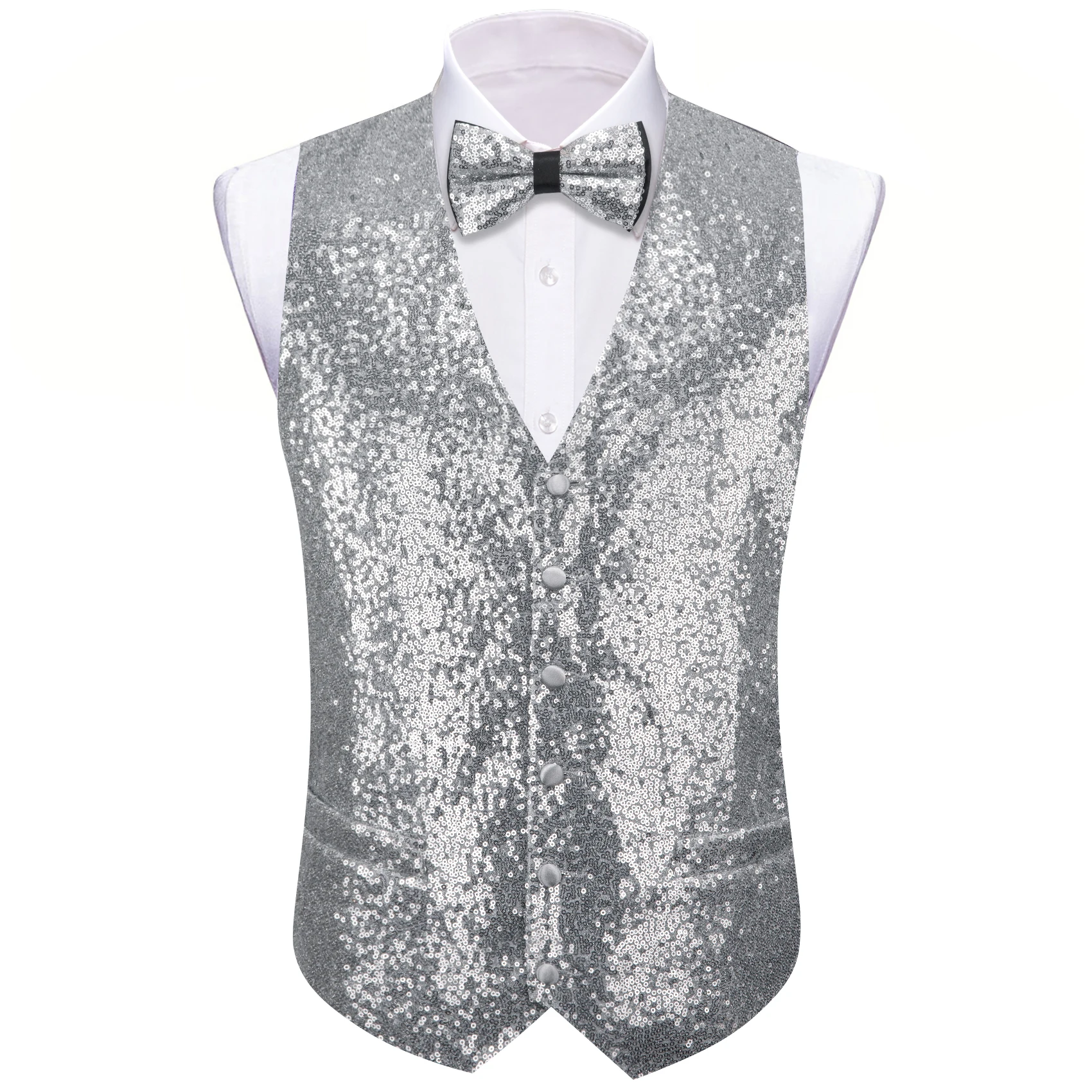 Shiny Sequin Vest & Bow Tie Set for Men – Golden Green Red Perfect for Stage Performances, Weddings, and Formal Parties
