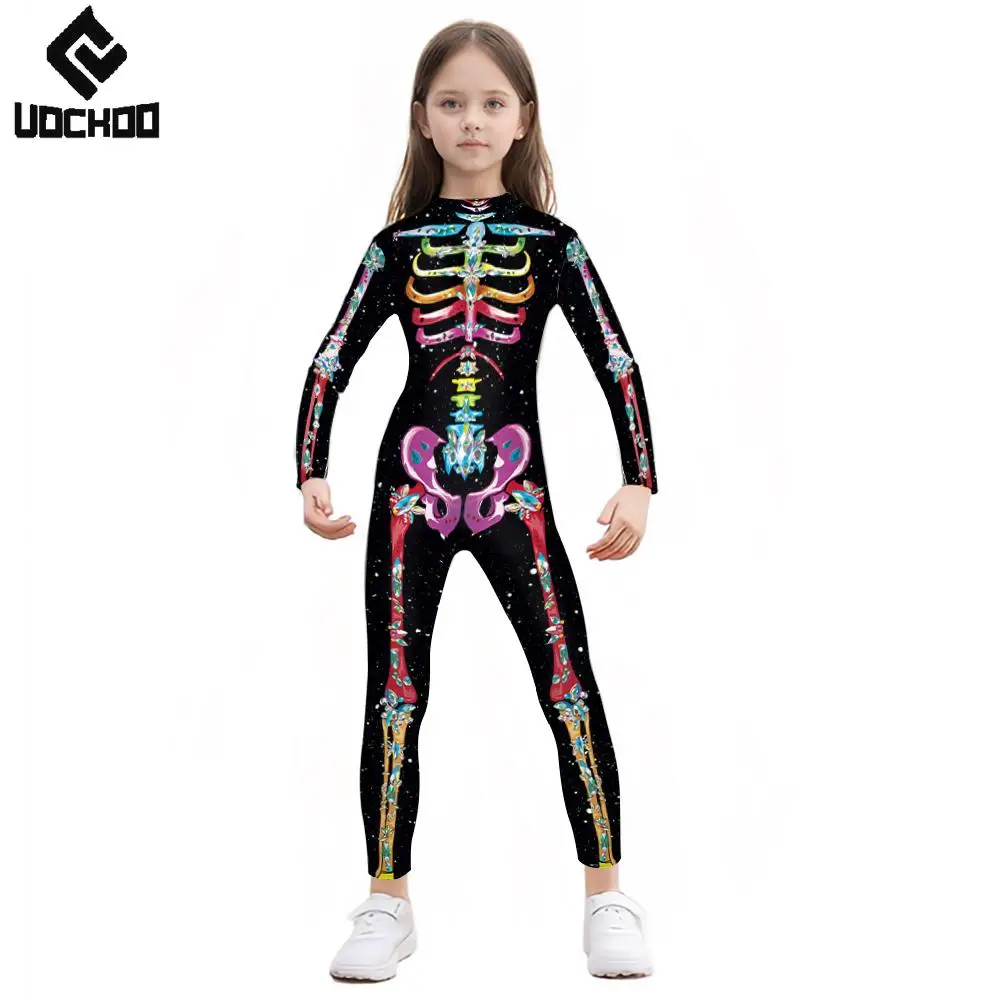 

Halloween Skeleton Jumpsuit Bloody Clown Cospaly Costume Robot Day of The Dead Bloody Bodysuit Children Carnival Party Outfit