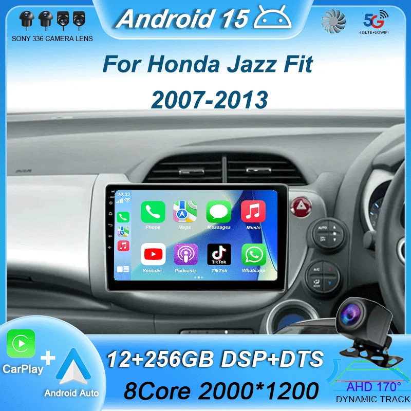 

Car Radio Android 15 For Honda Jazz Fit 2007-2013 RHD Stereo Multimedia Video Player Carplay Auto GPS Navigation 2din Head Unit