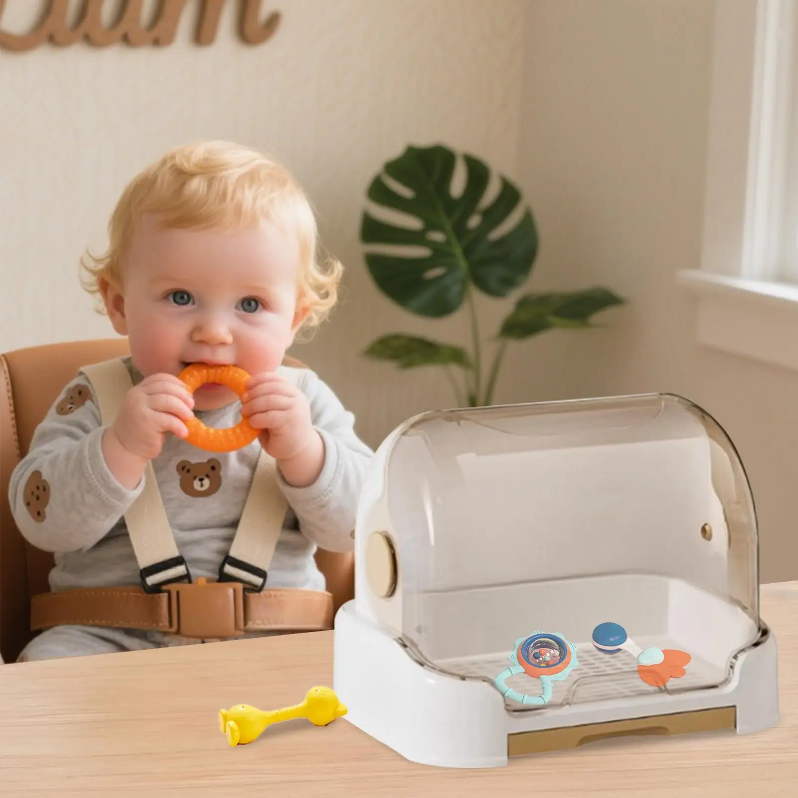 Babies Bottle Drying Rack Dustproof Bottle Storage with Removable Drip Tray Durable Good Sealing Protection Toddler Bottles