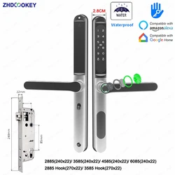 2.8CM Slim Aluminum Door Smart Lock Fingerprint Biometric RFID Card Password Anti-theft Waterproof TTLock Electronic Door Locks