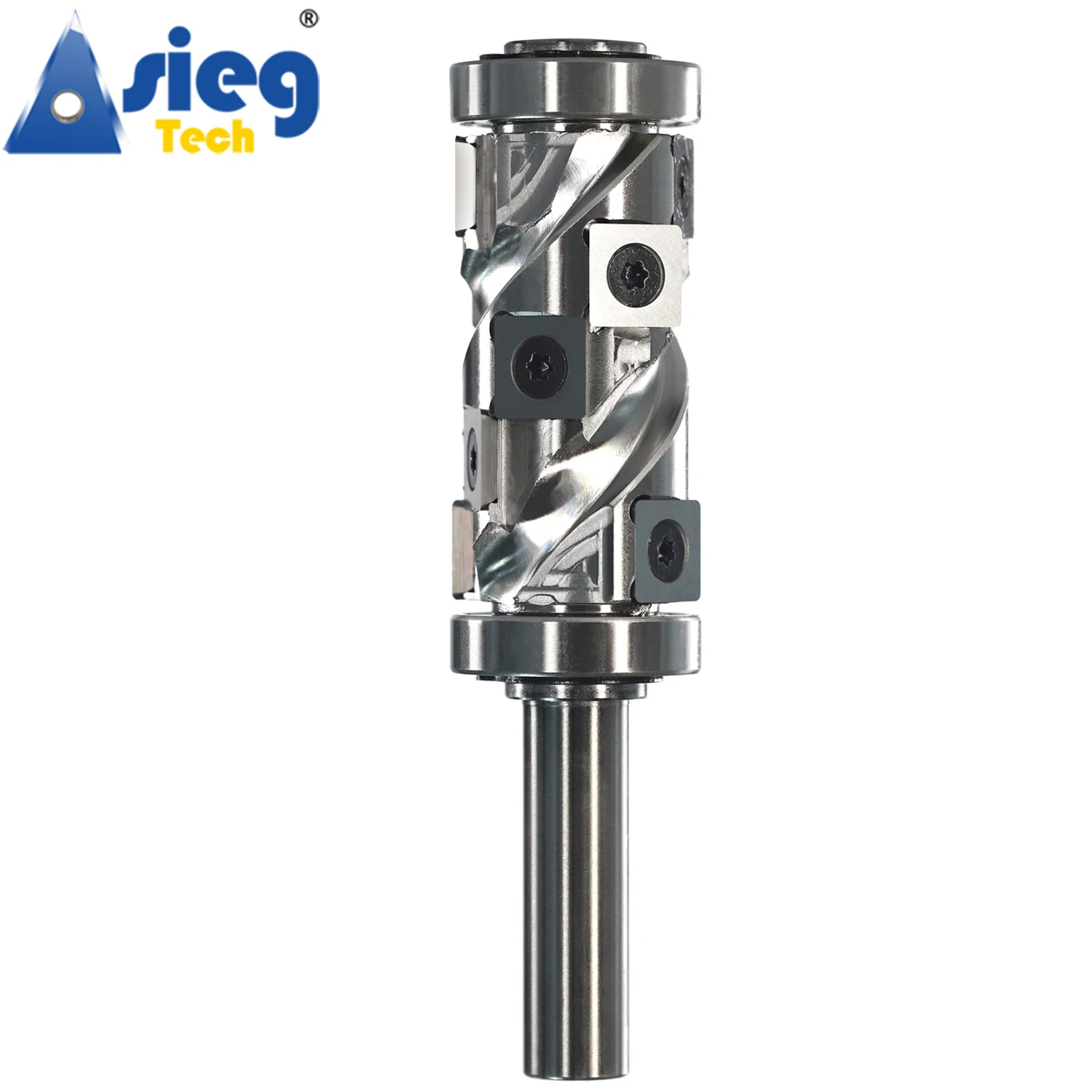 Spiral Flush Trim Router Bit 12mm Shank Top and Bottom Double Bearings Template Trimmer 55mm Cut Length Carbide Inserts Cutters