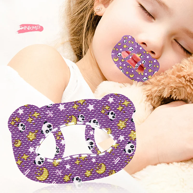 H-Anti-Snoring Stickers For Children Sleep Mouth Shape Anti-Suffocation Design Cartoon Style Bear O-shaped Breathing Mouth Patch