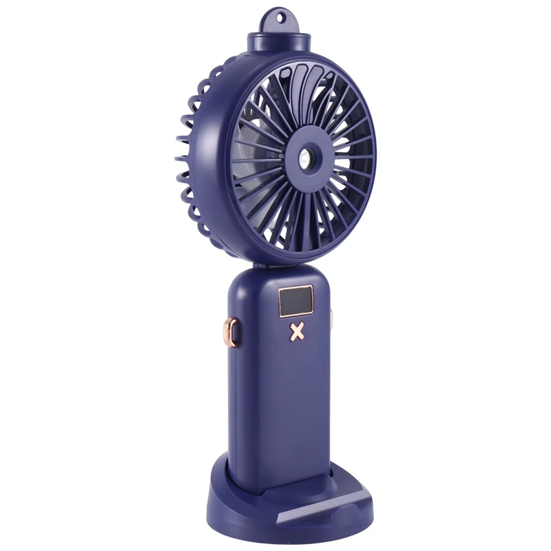 ABKD 5000Mah Folding Electric Fan USB Rechargeable Air Cooling Fan Spray Function 5 Speed Digital Display Handheld Fan