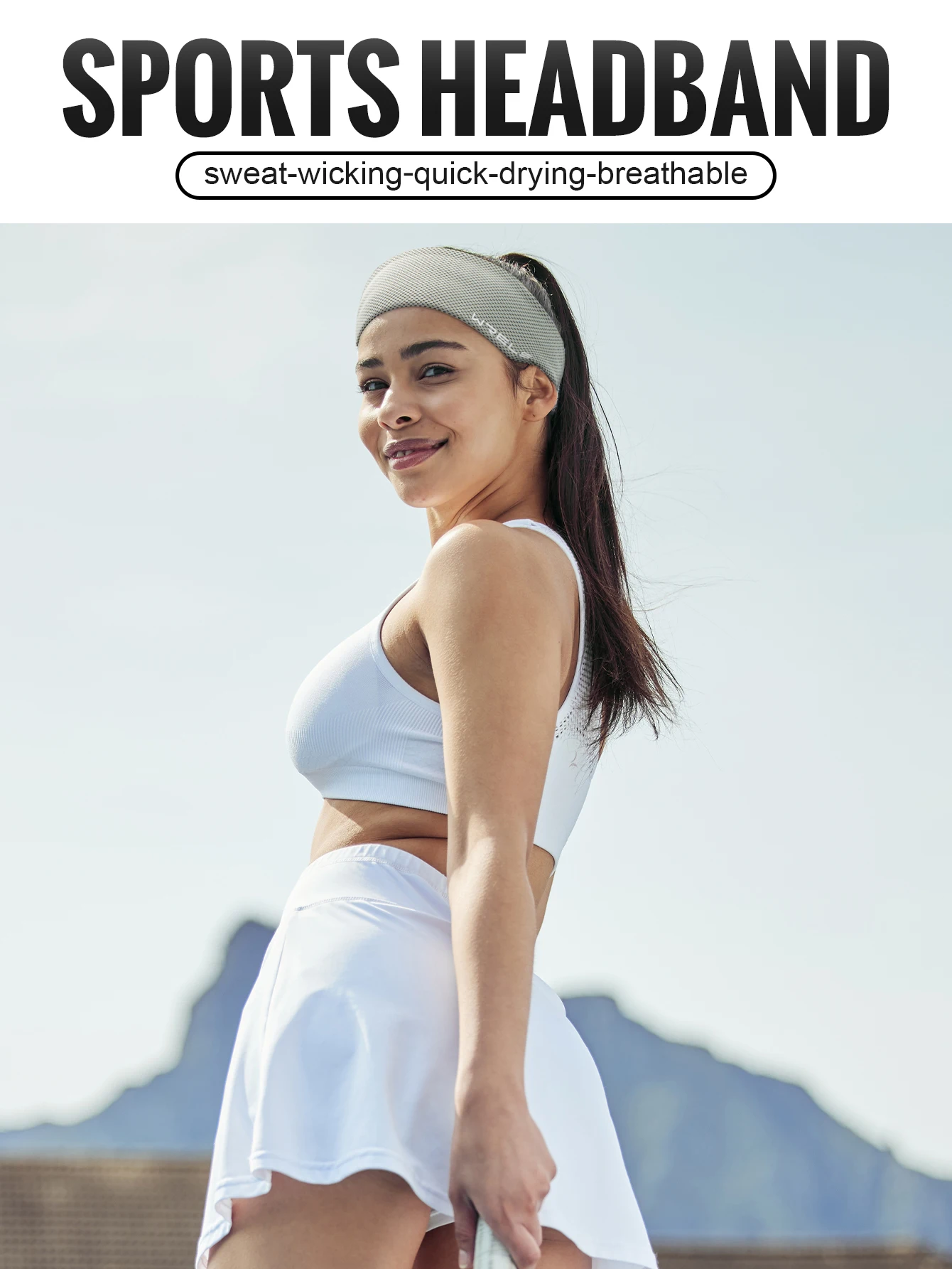 WRELS Sport-Stirnband, Schweißband, dehnbar, elastisch, für Fitness, Laufen, Yoga, Kopfbedeckung, schweißabsorbierend, atmungsaktiv, Jog-Stirnband – Detail 1