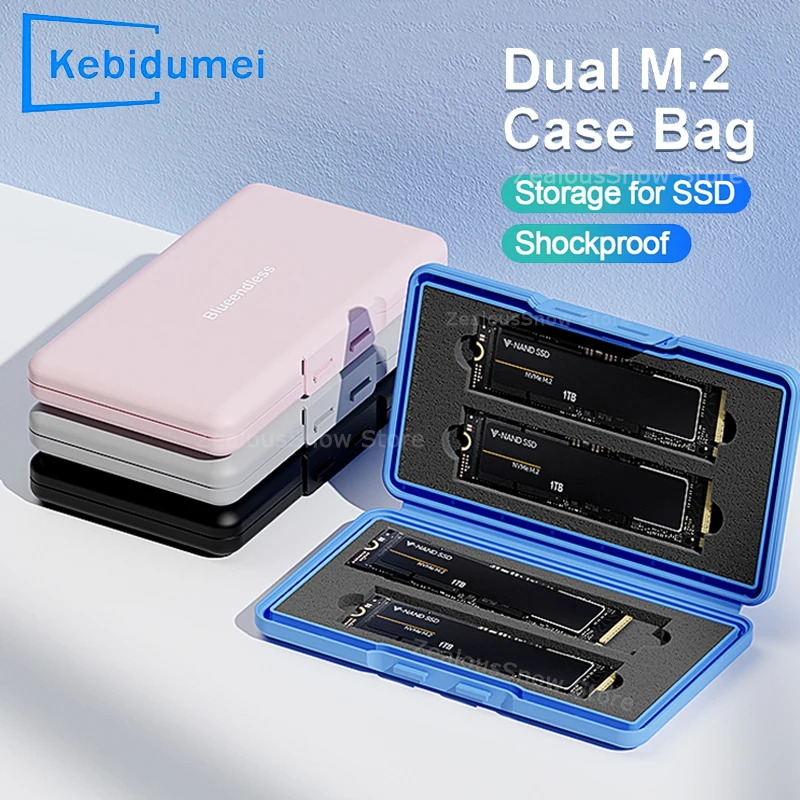4-Slot M.2 SSD Case Storage Case 2280 SSD Enclosure Bag for SSD Shockproof Case SATA NVme Hard Disk Box for SSD Portable Box