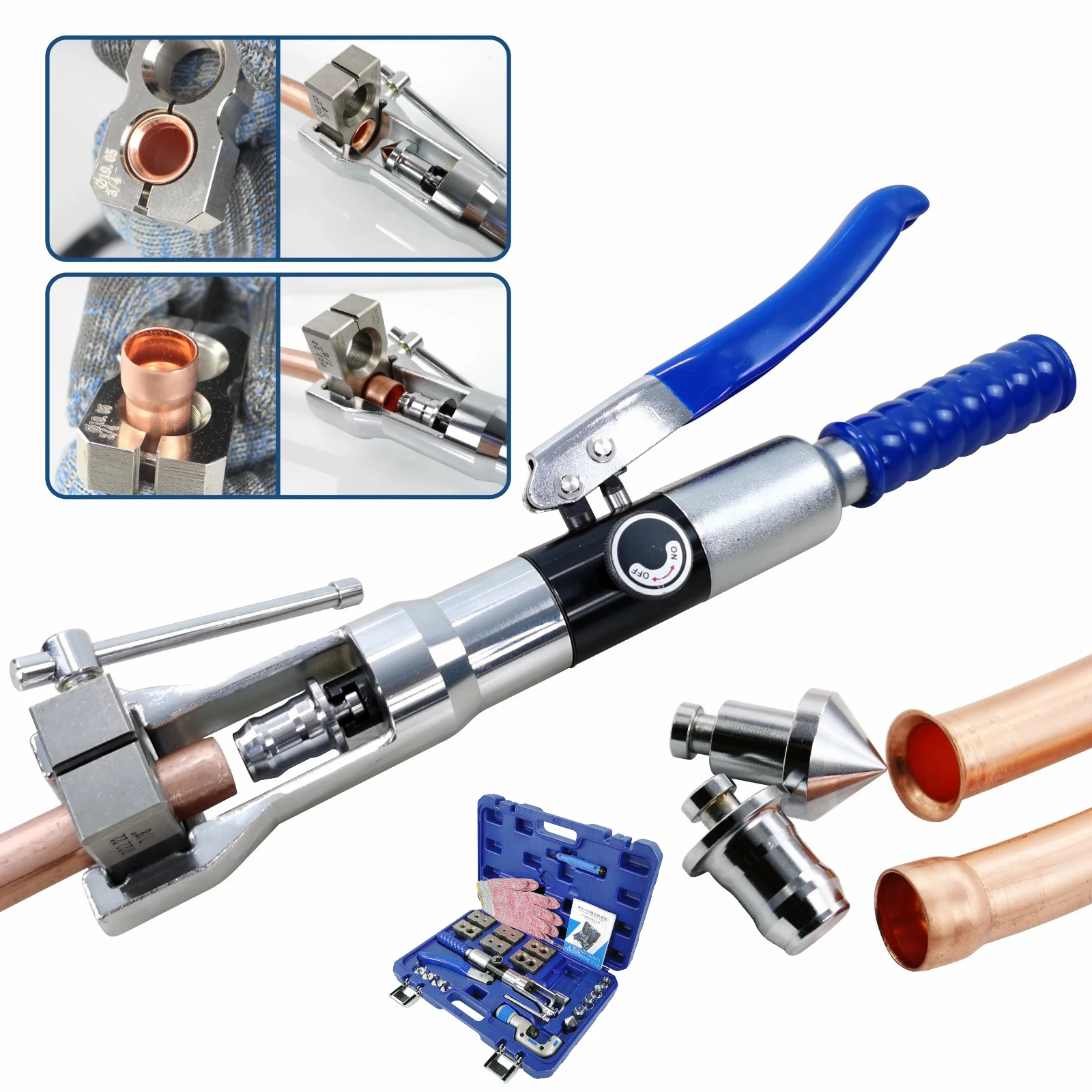 Hydraulic Tube Expander Kit Swaging Tool Hydraulic Tube Expander Tool Tube Cutter Deburring Kit Copper Pipe Swaging Repair
