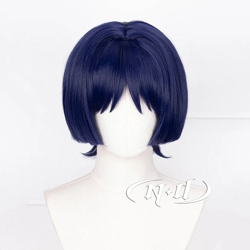 ND تأثيري الباروكات Genshin تأثير الهيام تأثيري يسلط الضوء على باروكات الشعر الأزرق الداكن ل Comic Con Coser مقاومة للحرارة الاصطناعية