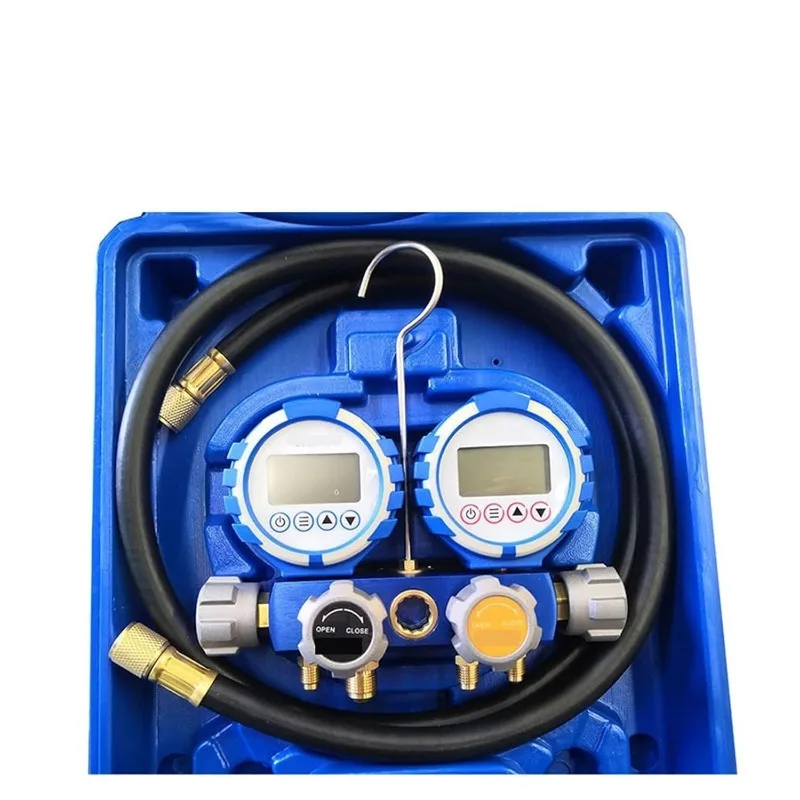 

HVAC Manifold Gauge Digital Multigas Manifold Gauge Refrigeration Tools VDG-4-S1 with High Vacuum Hose for Car A/C System