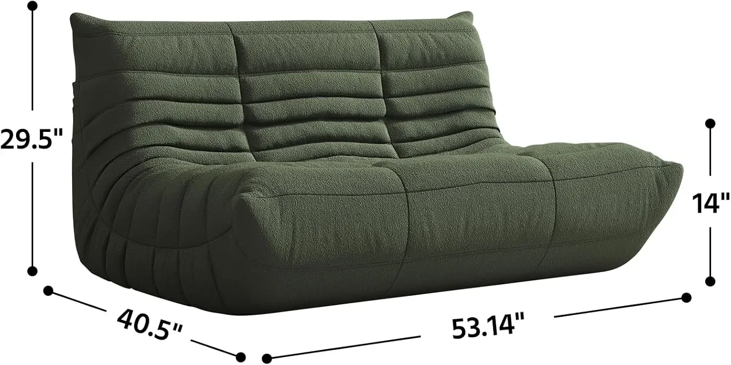Giant Loveseat Boneless Bean Bag Chair for Adults Teddy Fleece Fireside Accent Chair with Memory Foam Comfy Lazy Floor Sofa