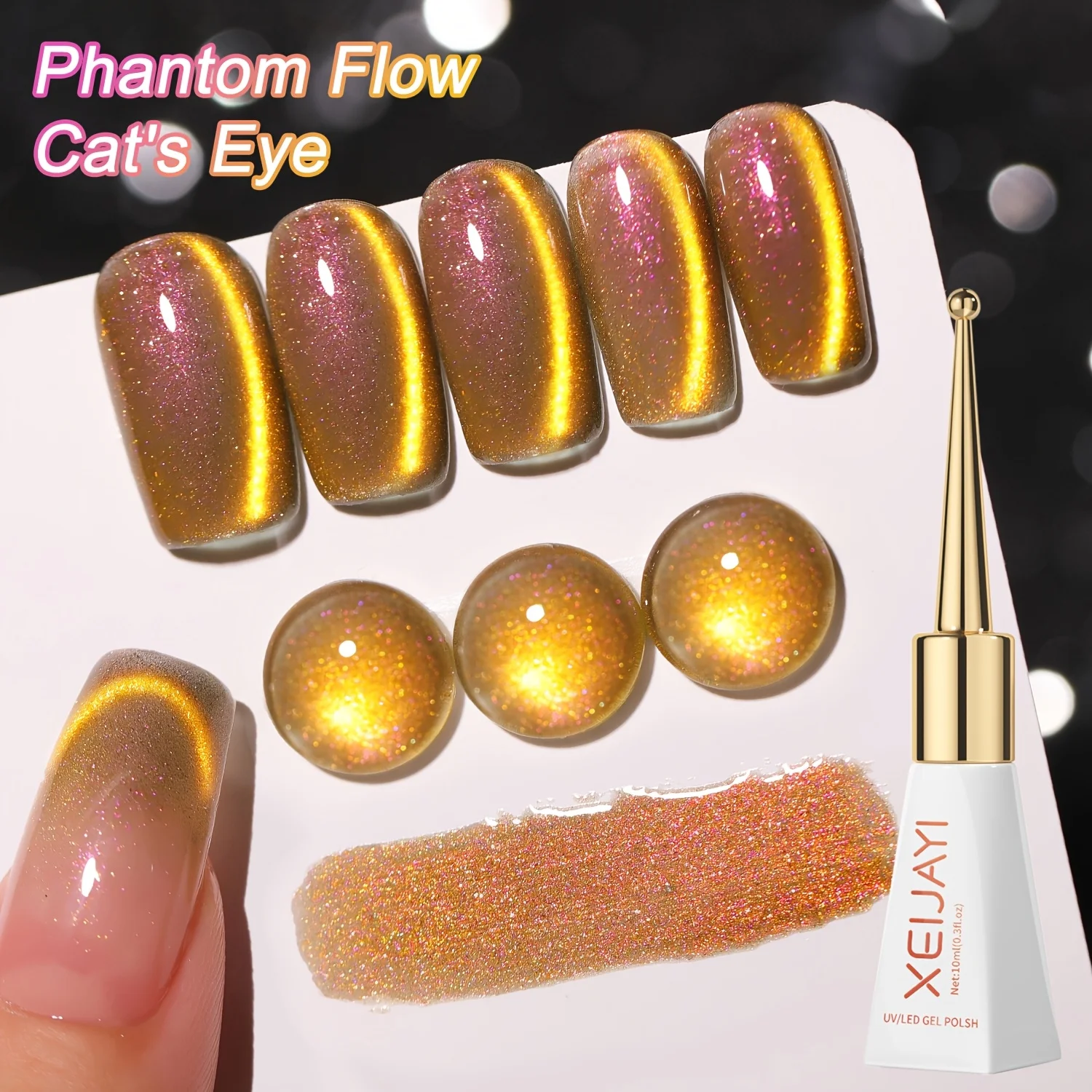 XEIJAYI 1pc 10ml Cat Eye Magnetic Gel Nail Polish Removable UV LED Light for Women - Magnetic Stick Not Included