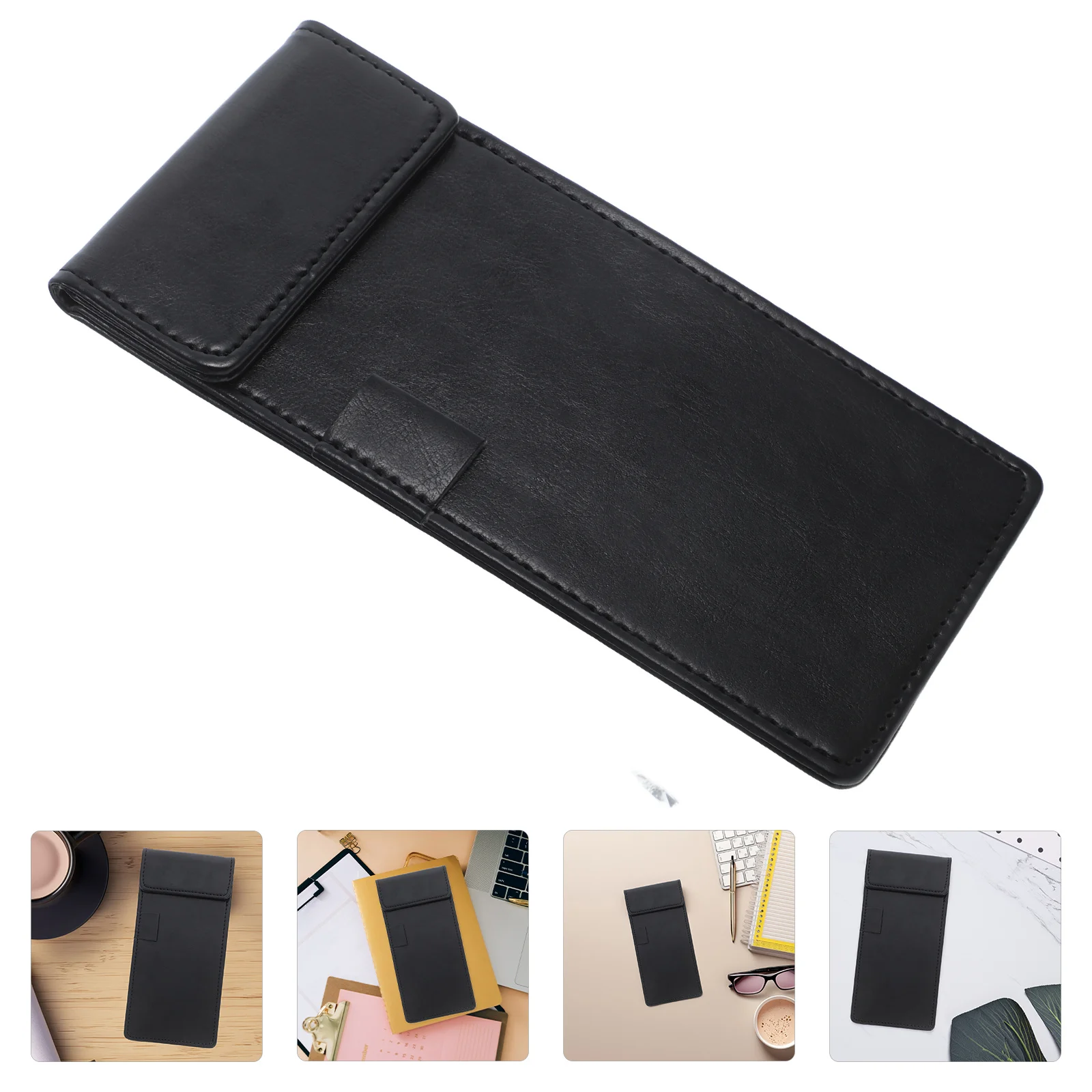 Mini Clipboard For Receipts Artificial Writing Board With Pen Holder Portable Flat Clip For Office Restaurant Server