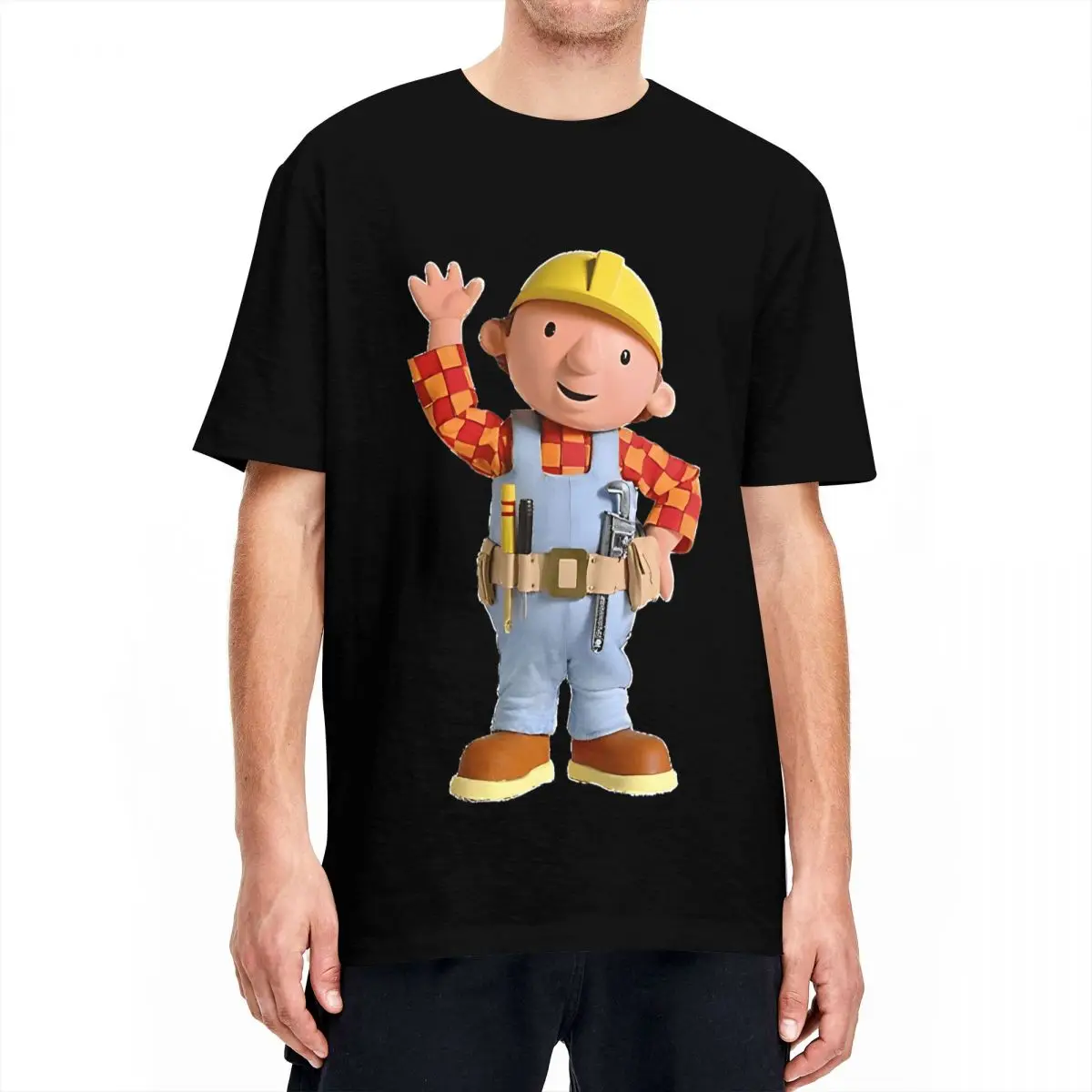 Men Women's Bob The Builder Cartoon T Shirt Pure Cotton Clothing Funny Short Sleeve O Neck Tees Adult T-Shirts