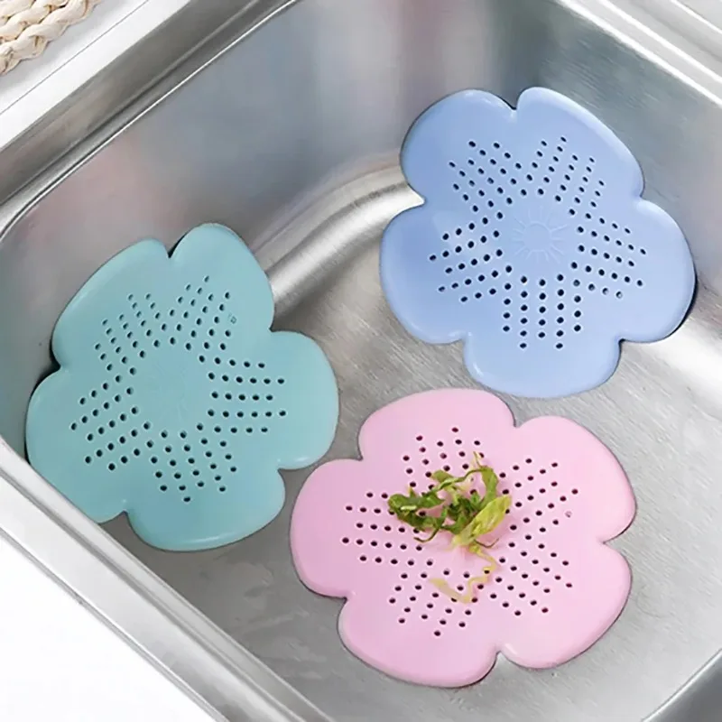 

Anti-Clog Drain Hair Catcher, Flower Design Silicone Sink Strainer Cover for Kitchen Bathroom Floor Drain